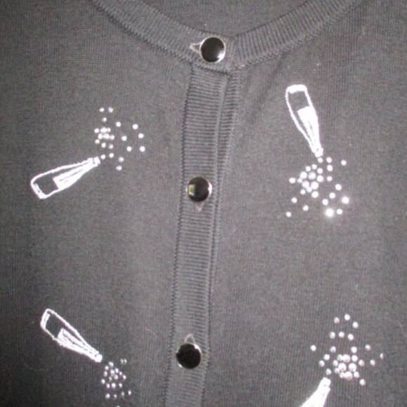 Talbots Black Champagne Button Down Sweater Ladies Large - Picture 5 of 8